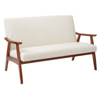 OSP Home Furnishings DVS52-L32 Davis Loveseat in Linen Fabric with Medium Espresso Frame
